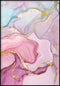 Acuarela Rosa Pastel Real Oro Póster